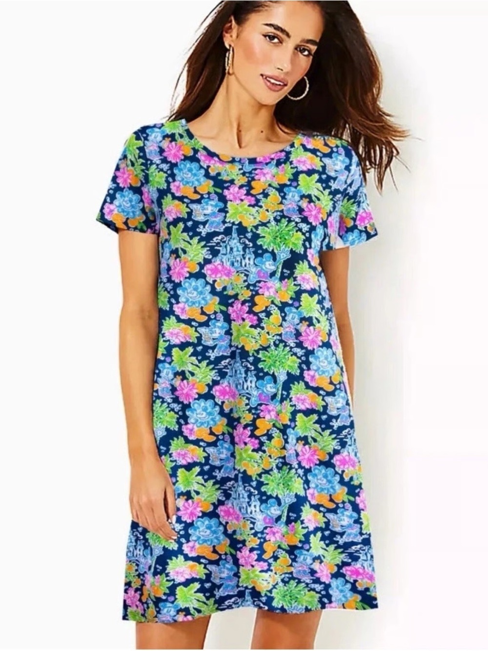 Disney x Lilly Pulitzer Cody Short Sleeve Dress size XXS in Navy Multi